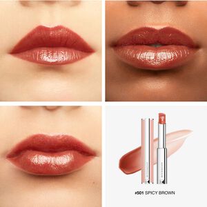 View 4 - Rose Perfecto Plumping Lip Balm 24H Hydration - Reveal the natural beauty of your lips with Rose Perfecto, the Givenchy couture lip balm combining fresh long-wear color and lasting hydration. GIVENCHY - Spicy Brown - P084822