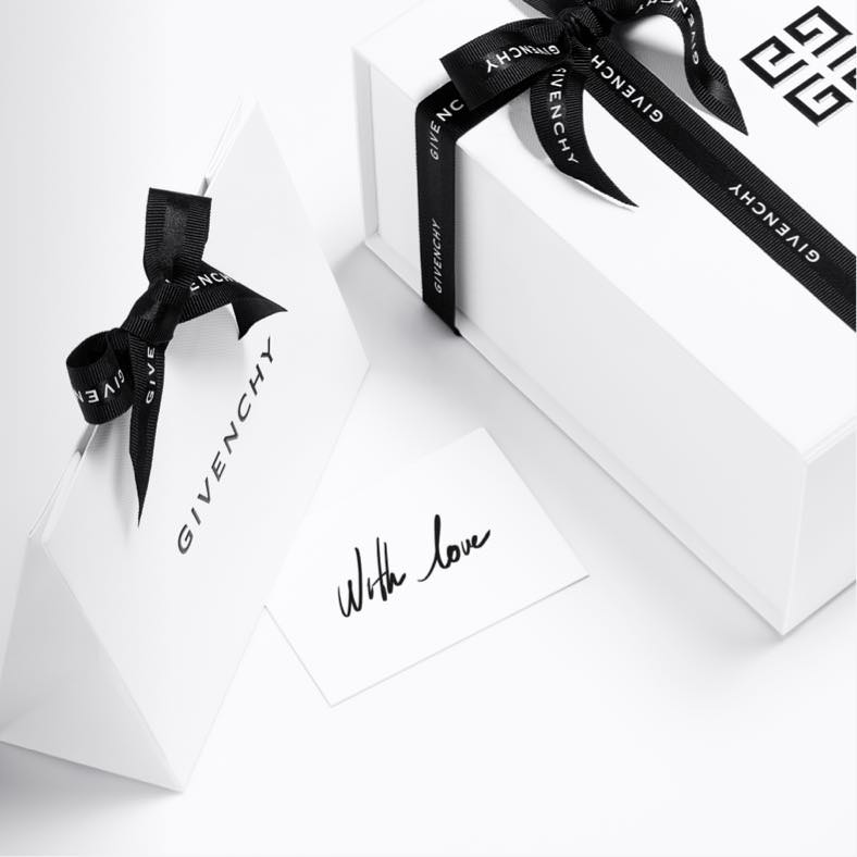 Givenchy giftboxes and gift message card