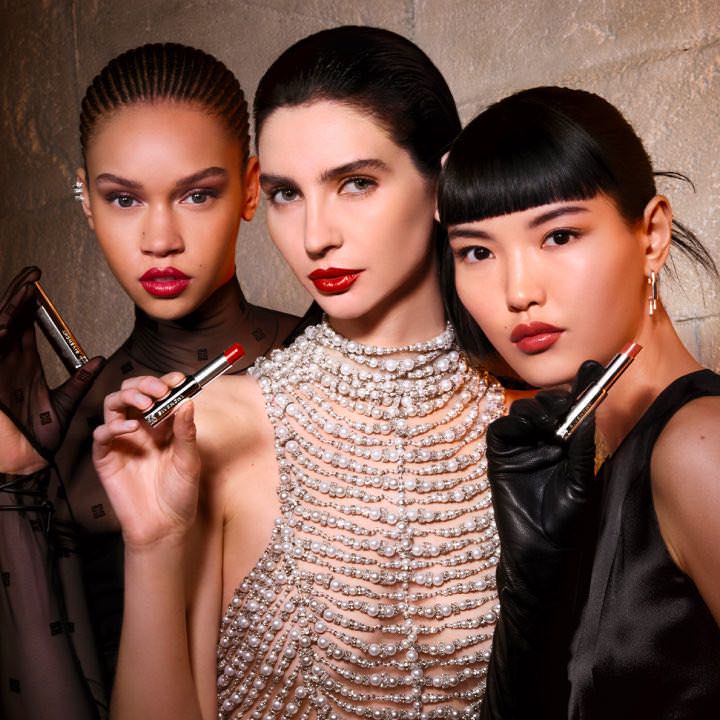 Models Trio with New Le Rouge Interdit Satin Lipstick